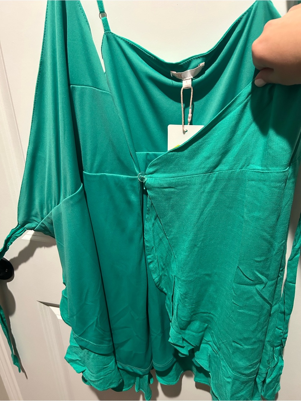 Gianni Bini Teal Wrap Dress with Side Tie - Picture 2 of 4